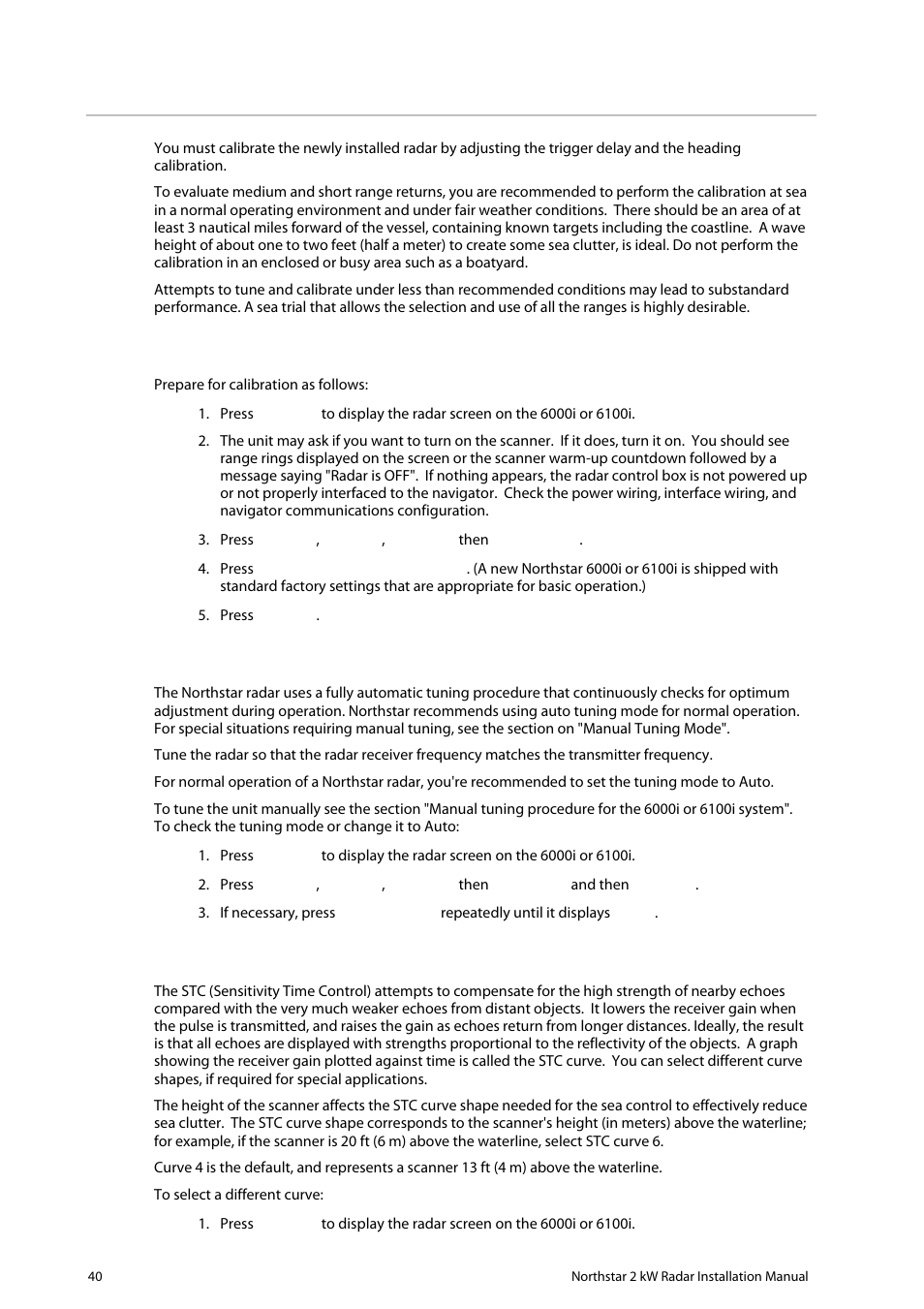 4 calibrating the radar | NorthStar Navigation Northstar 2 kW User Manual | Page 40 / 52