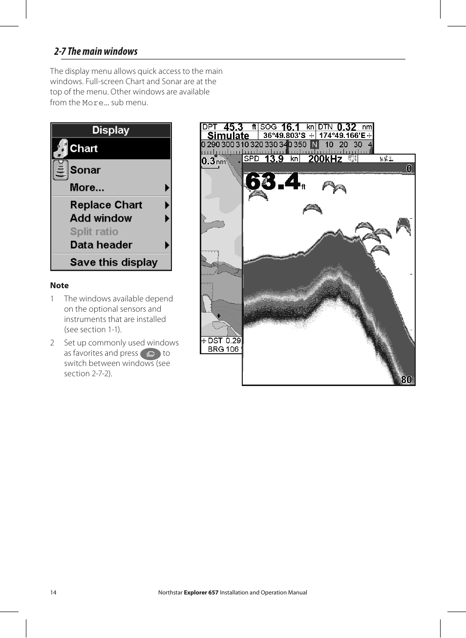 7 the main windows | NorthStar Navigation EXPLORER 657 User Manual | Page 14 / 92