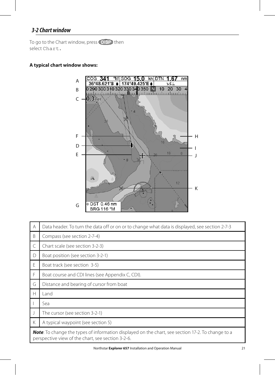 2 chart window | NorthStar Navigation EXPLORER 657 User Manual | Page 21 / 92