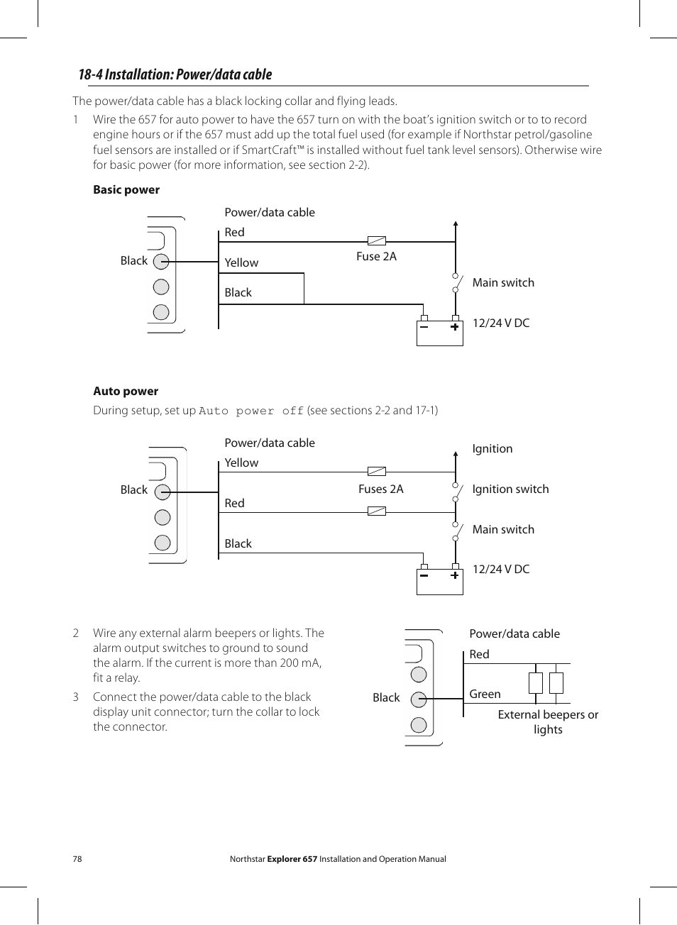 4 installation: power/data cable | NorthStar Navigation EXPLORER 657 User Manual | Page 78 / 92