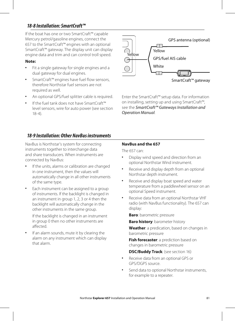 8 installation: smartcraft, 9 installation: other navbus instruments | NorthStar Navigation EXPLORER 657 User Manual | Page 81 / 92