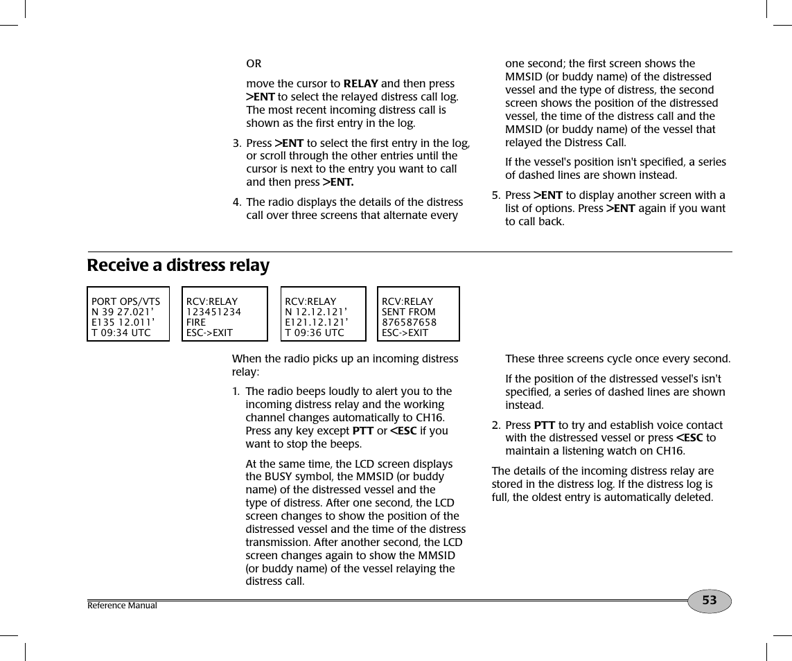 Receive a distress relay | NorthStar Navigation Northstar NS100 User Manual | Page 54 / 74