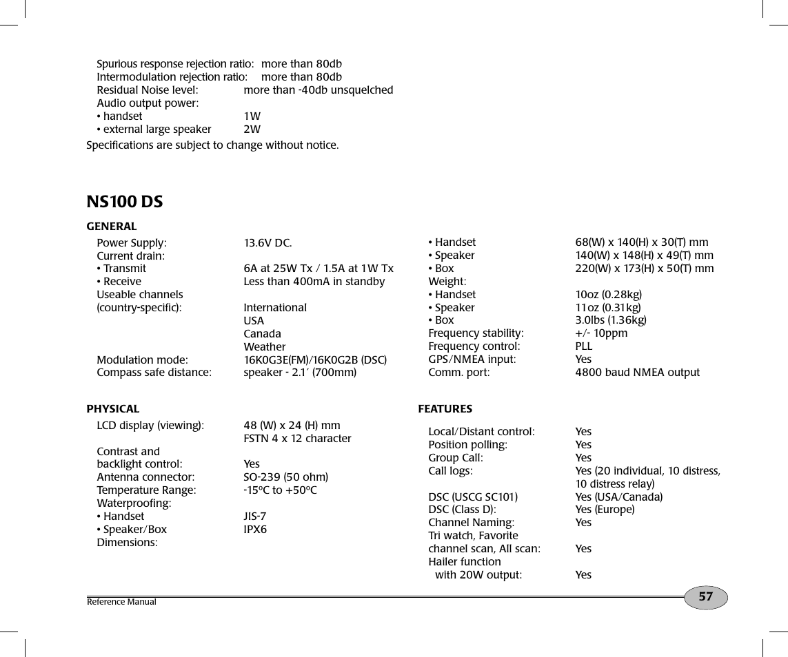 Ns100 ds | NorthStar Navigation Northstar NS100 User Manual | Page 58 / 74