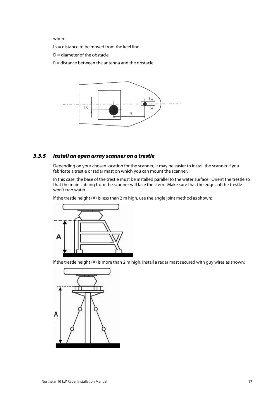 Install an open array scanner on a trestle | NorthStar Navigation 10 kW User Manual | Page 17 / 51