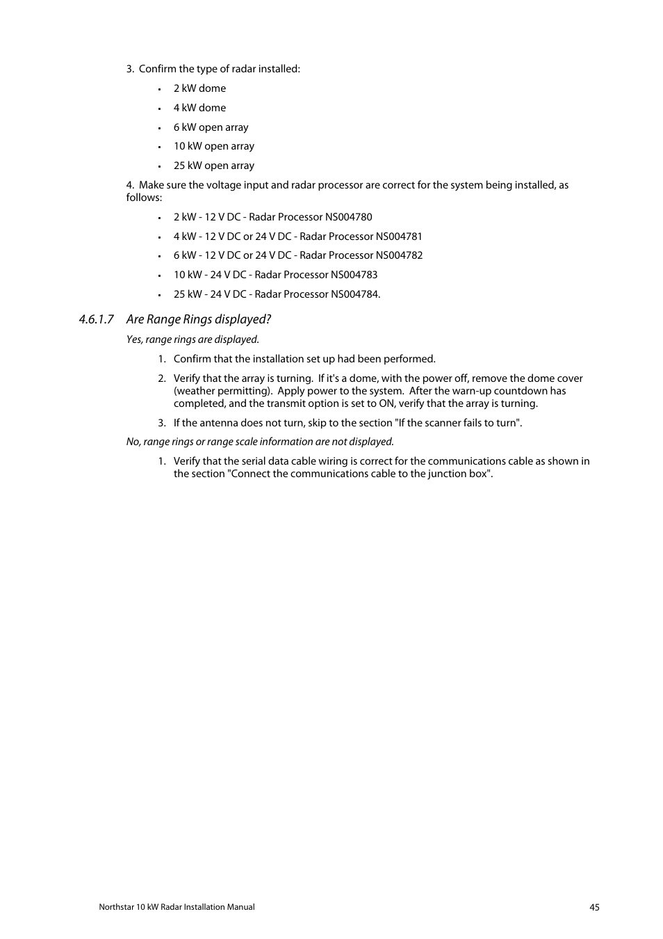 7 are range rings displayed | NorthStar Navigation 10 kW User Manual | Page 45 / 51