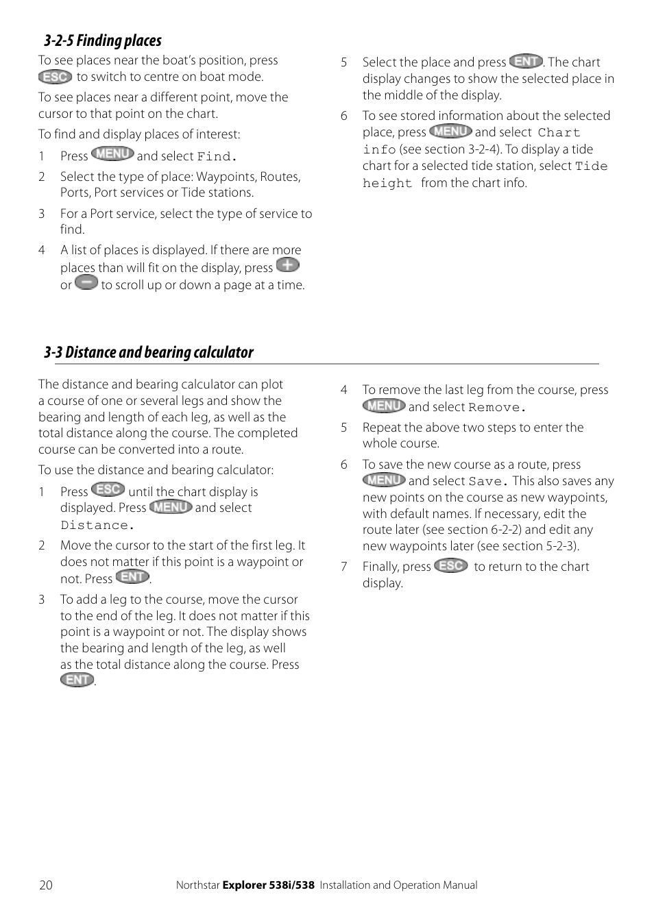 3 distance and bearing calculator, 2-5 finding places | NorthStar Navigation Explorer 538i User Manual | Page 20 / 64