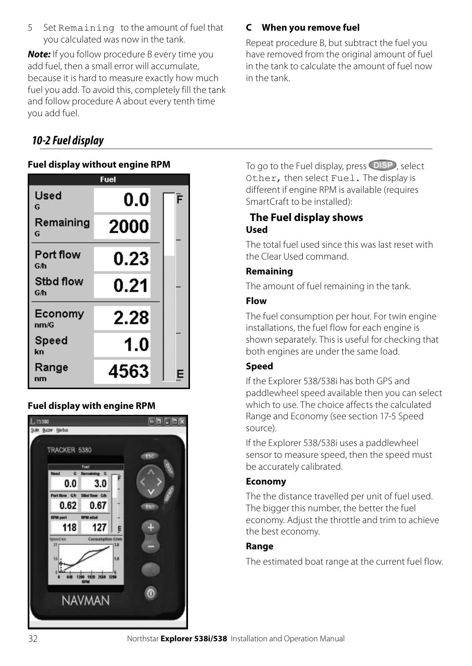 2 fuel display | NorthStar Navigation Explorer 538i User Manual | Page 32 / 64