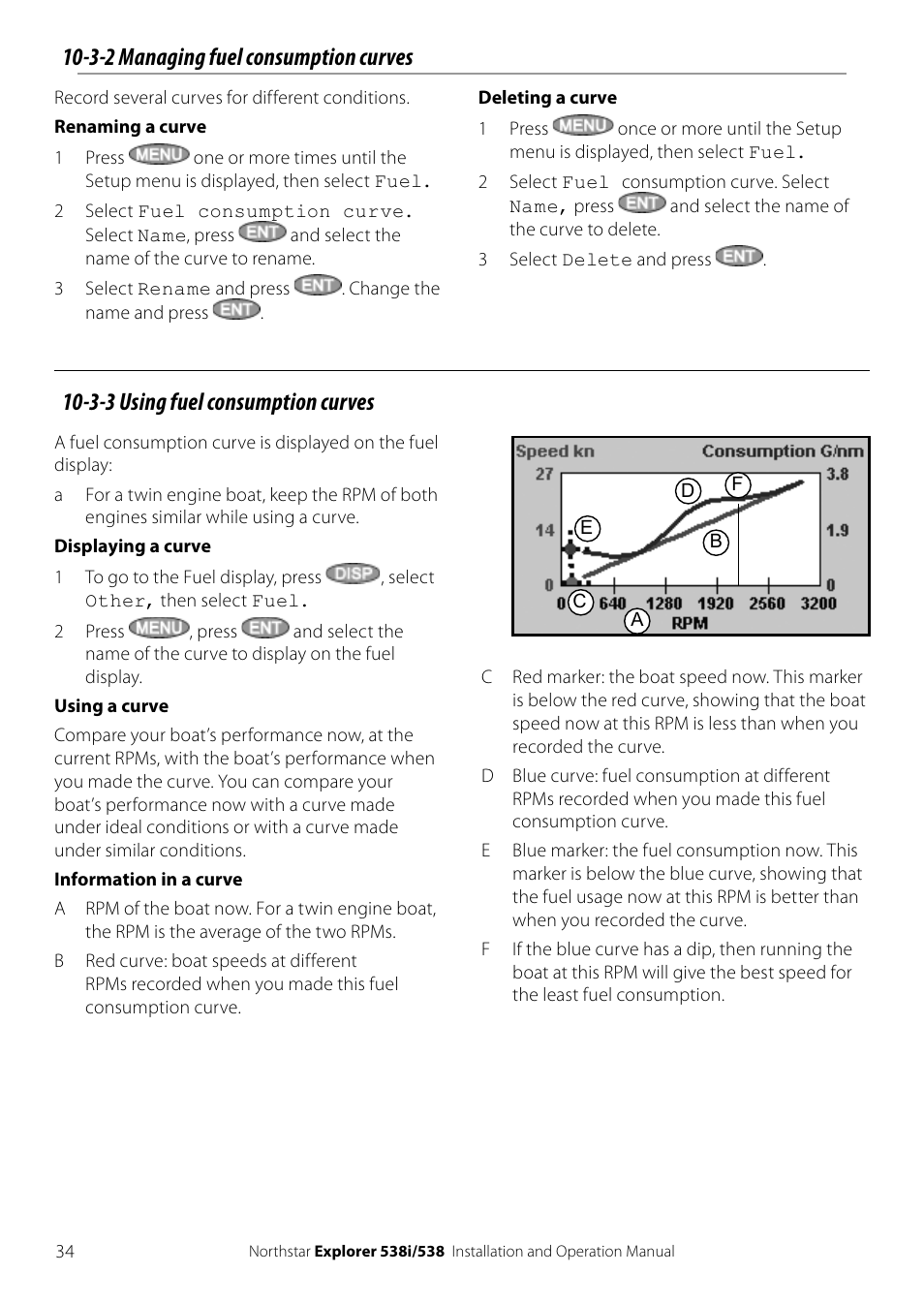 3-2 managing fuel consumption curves, 3-3 using fuel consumption curves | NorthStar Navigation Explorer 538i User Manual | Page 34 / 64