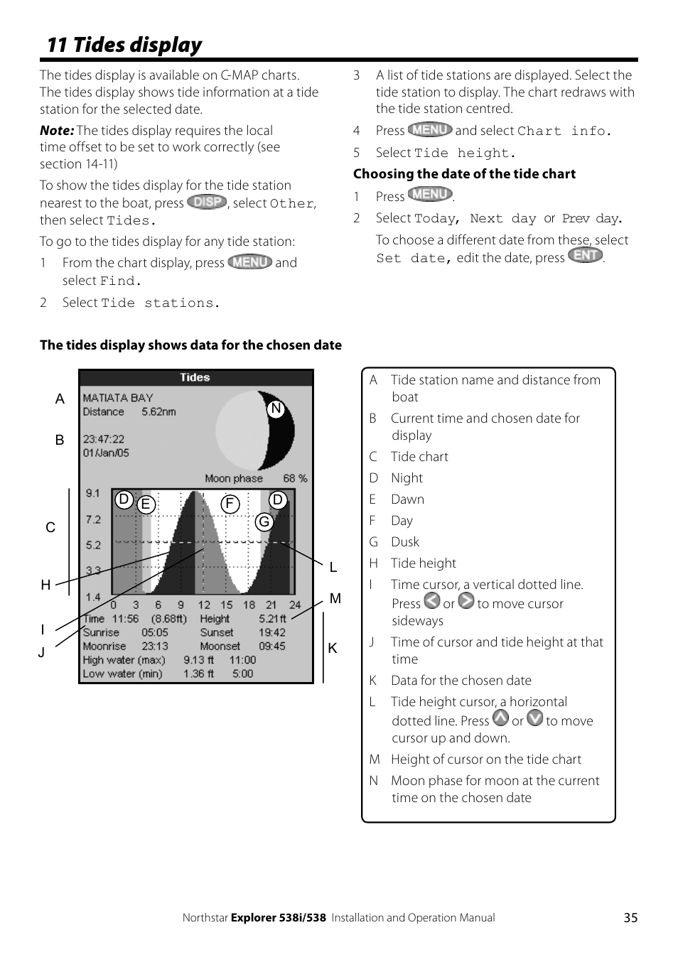 11 tides display | NorthStar Navigation Explorer 538i User Manual | Page 35 / 64