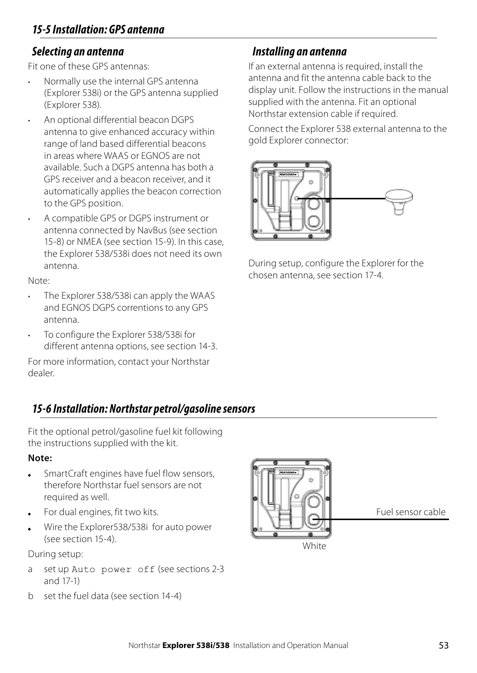 Selecting an antenna, Installing an antenna | NorthStar Navigation Explorer 538i User Manual | Page 53 / 64