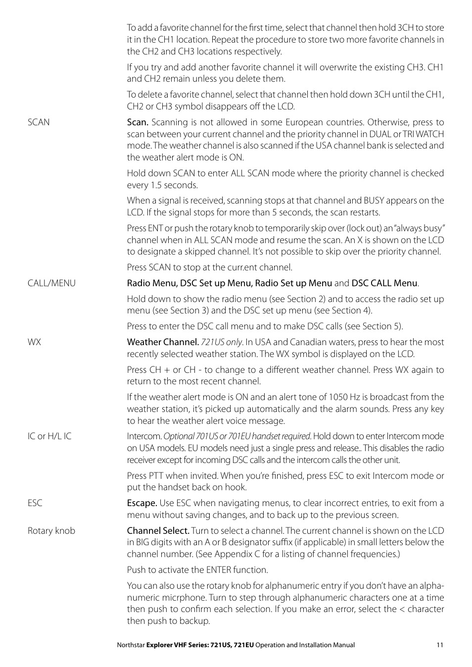 NorthStar Navigation VHF Marine Radio Explorer 721US User Manual | Page 11 / 61