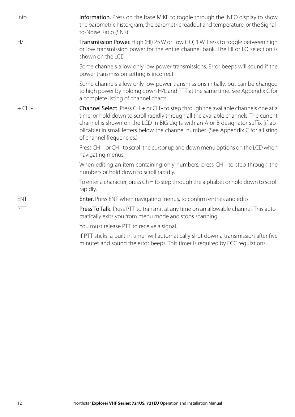 NorthStar Navigation VHF Marine Radio Explorer 721US User Manual | Page 12 / 61