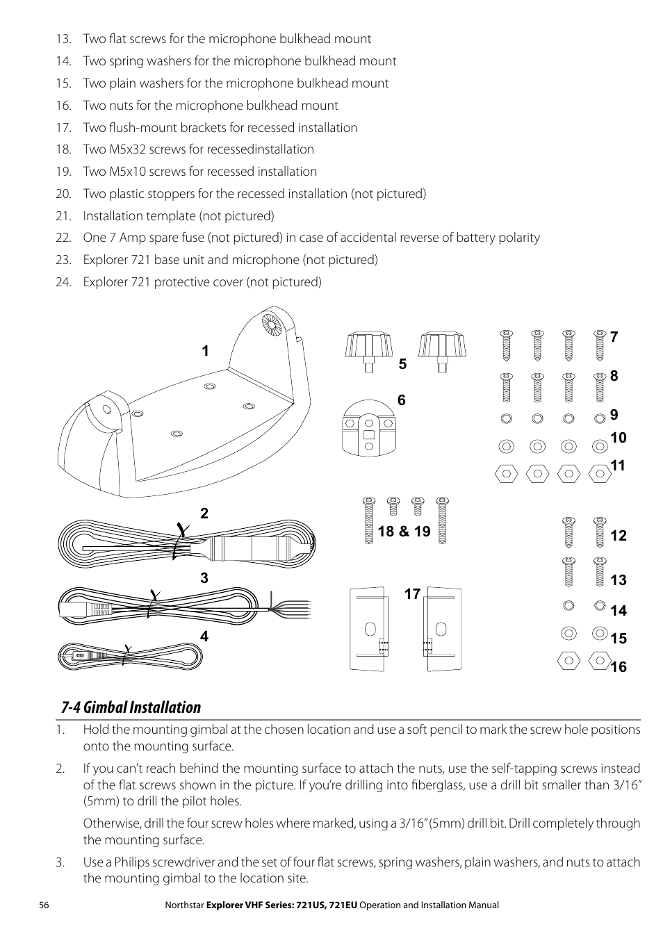 4 gimbal installation | NorthStar Navigation VHF Marine Radio Explorer 721US User Manual | Page 56 / 61