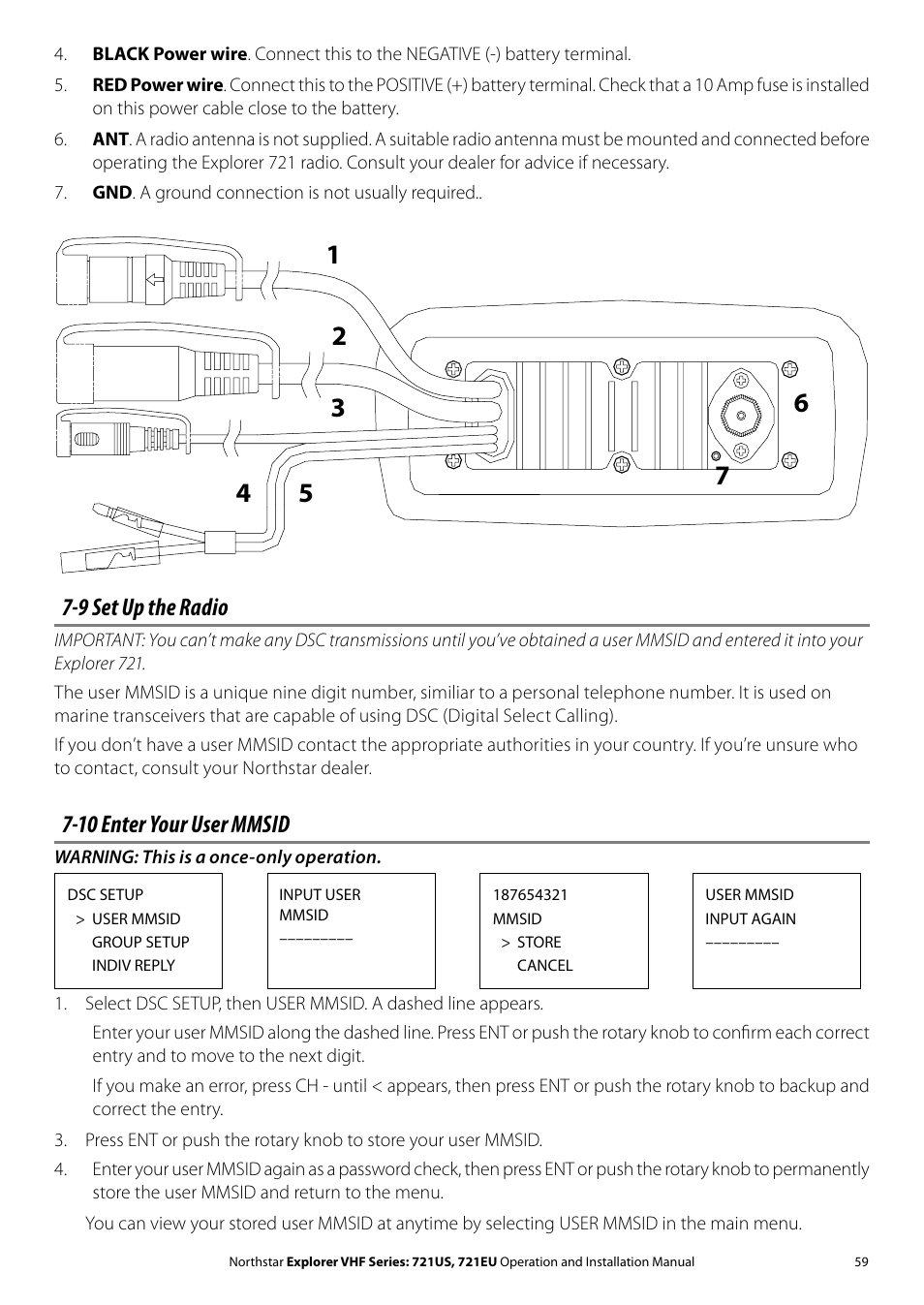9 set up the radio, 10 enter your user mmsid | NorthStar Navigation VHF Marine Radio Explorer 721US User Manual | Page 59 / 61