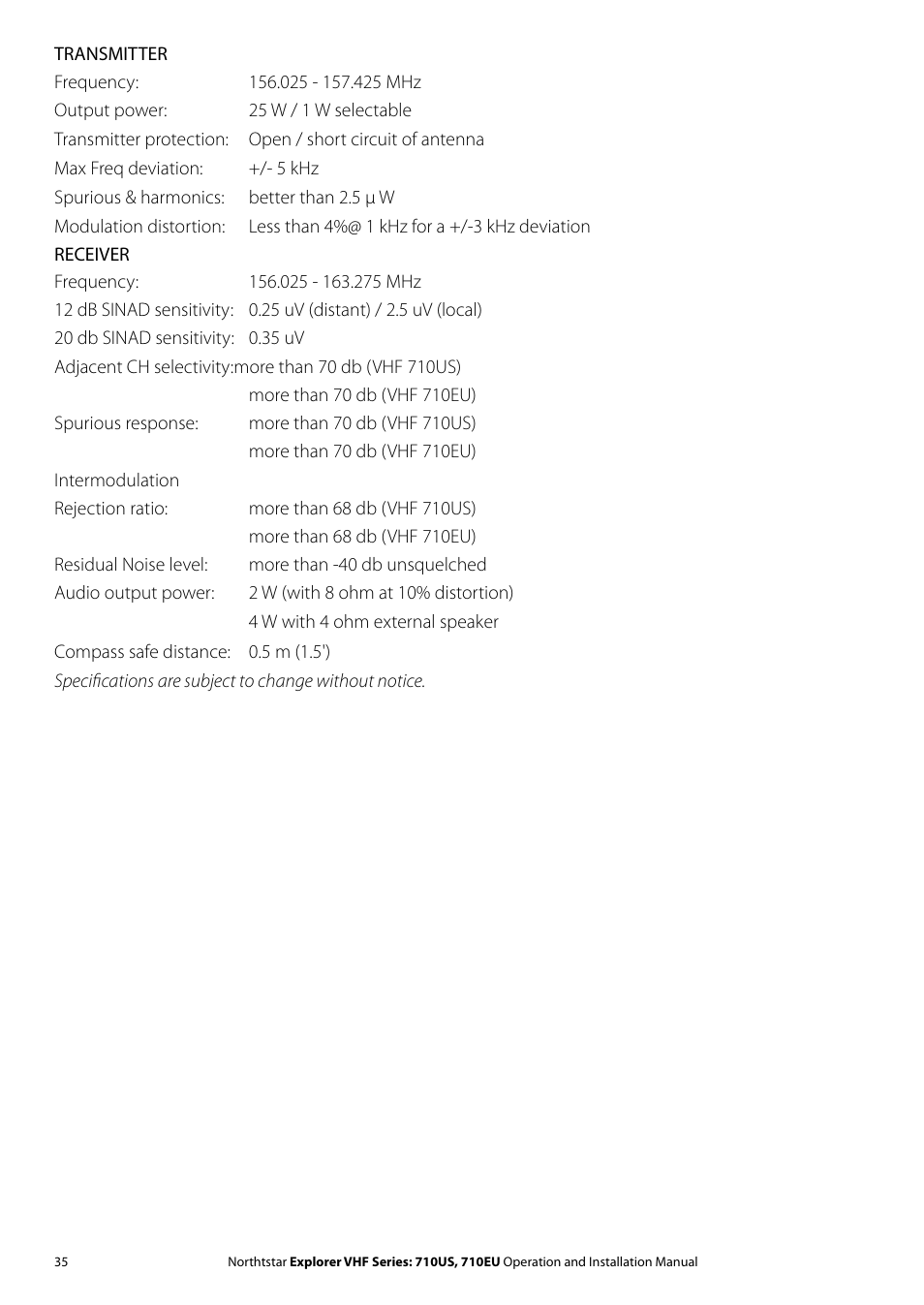 NorthStar Navigation Explorer 710 VHF User Manual | Page 35 / 57