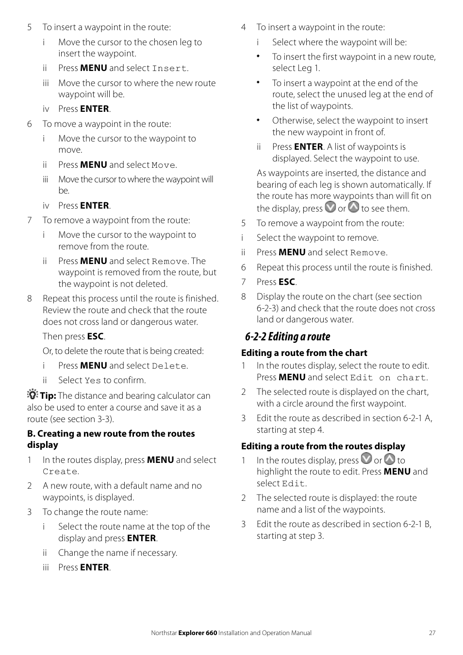 2-2 editing a route | NorthStar Navigation Explorer 660 User Manual | Page 27 / 76