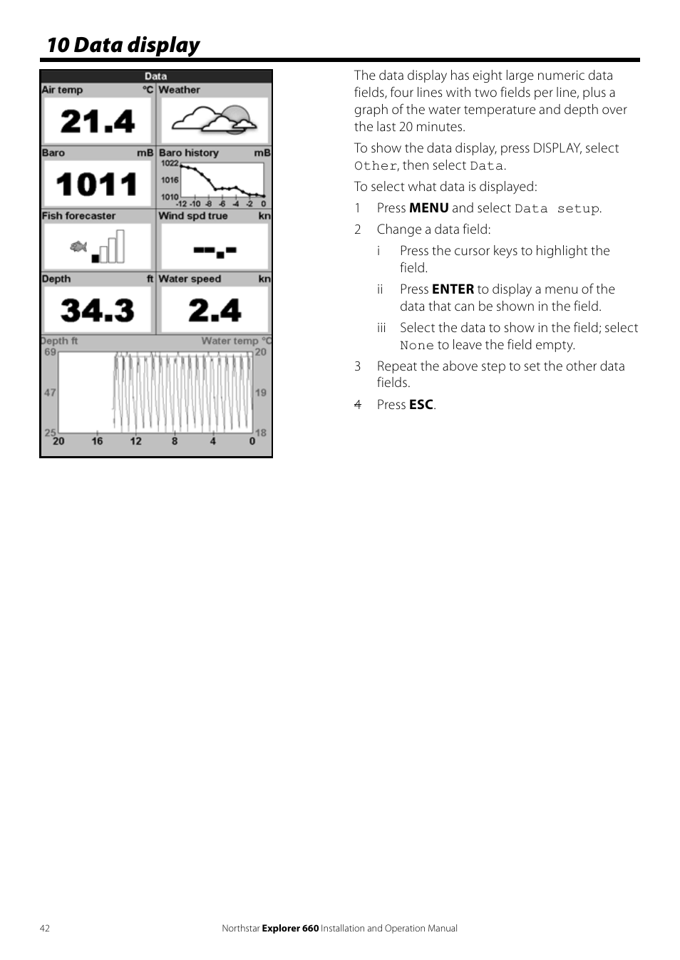 10 data display | NorthStar Navigation Explorer 660 User Manual | Page 42 / 76