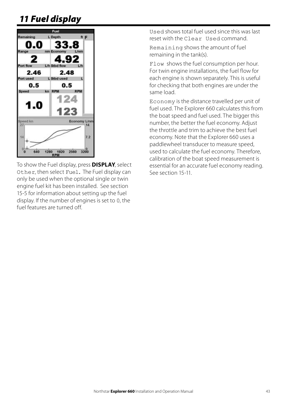 11 fuel display | NorthStar Navigation Explorer 660 User Manual | Page 43 / 76
