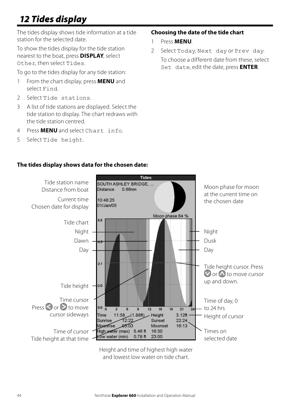 12 tides display | NorthStar Navigation Explorer 660 User Manual | Page 44 / 76