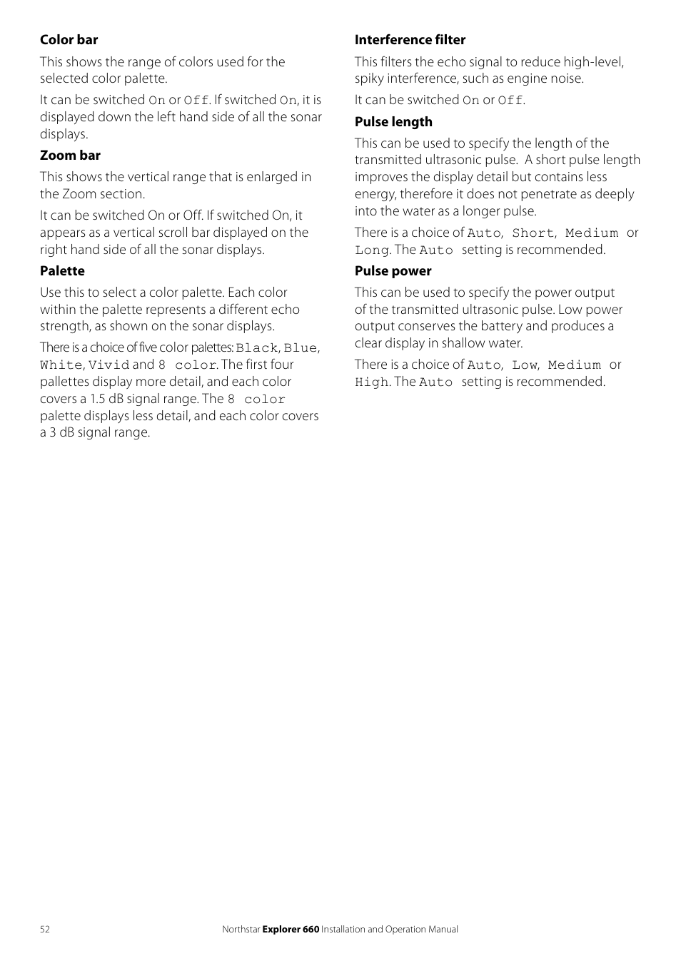 NorthStar Navigation Explorer 660 User Manual | Page 52 / 76