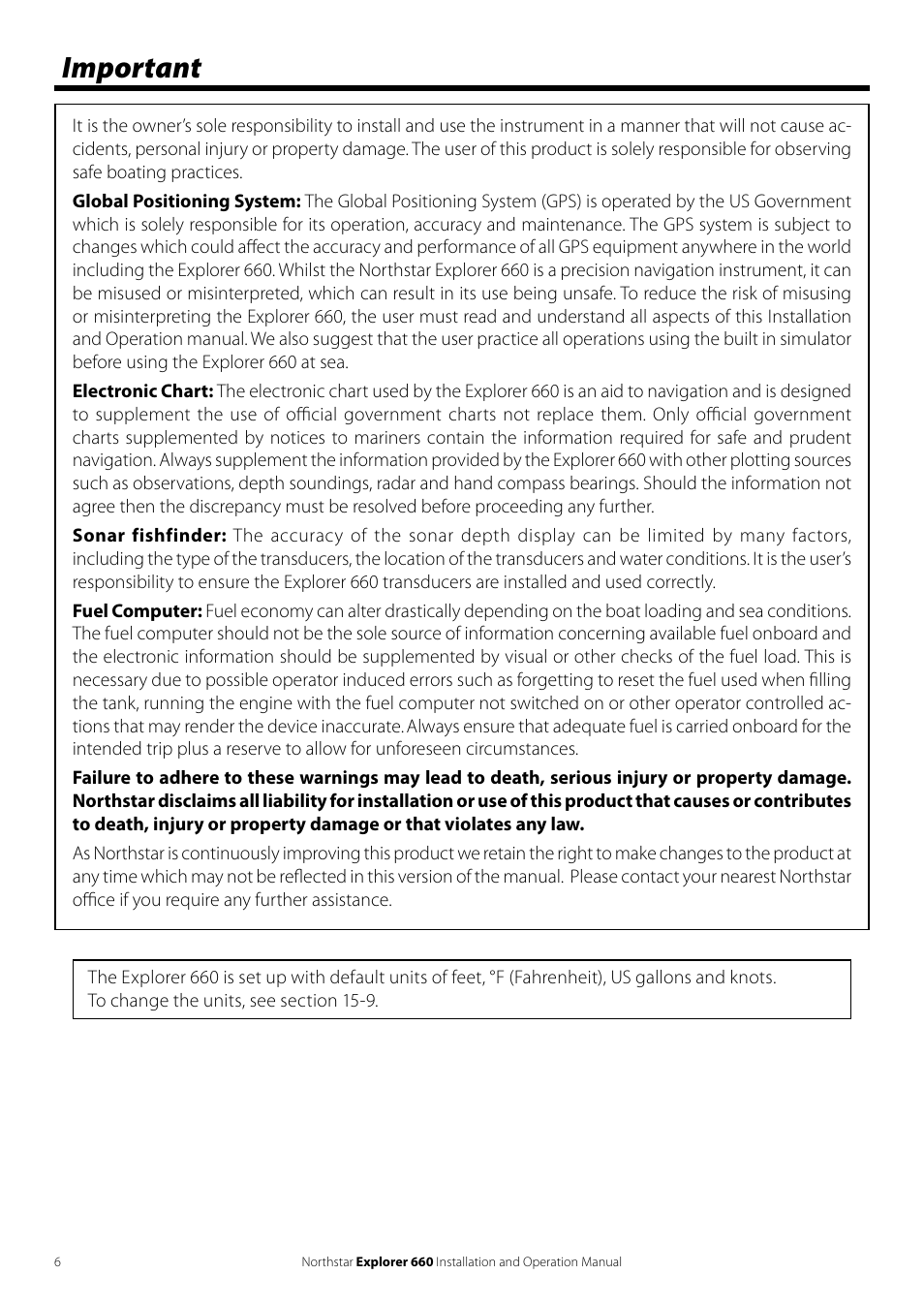 Important | NorthStar Navigation Explorer 660 User Manual | Page 6 / 76