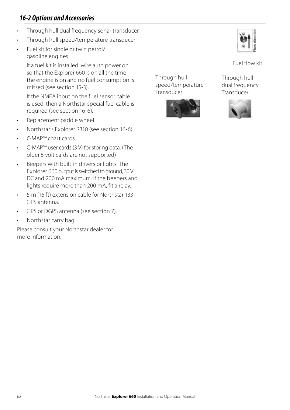 2 options and accessories | NorthStar Navigation Explorer 660 User Manual | Page 62 / 76