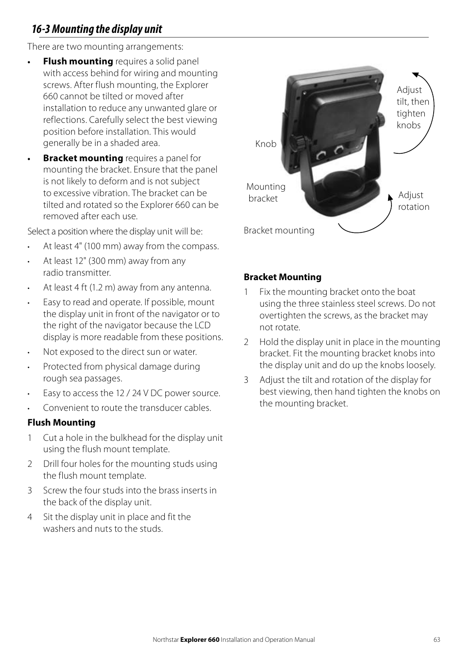 3 mounting the display unit | NorthStar Navigation Explorer 660 User Manual | Page 63 / 76