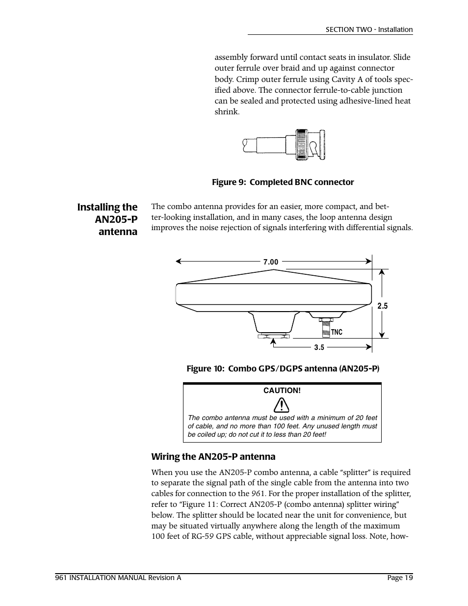 Installing the an205-p antenna, Wiring the an205-p antenna | NorthStar Navigation GM1708 961XD User Manual | Page 29 / 86