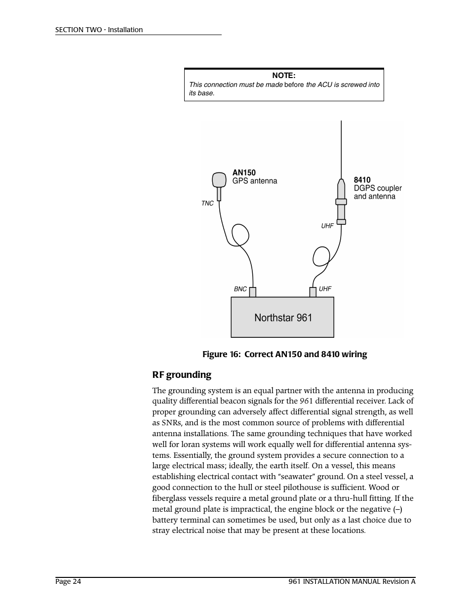 Rf grounding | NorthStar Navigation GM1708 961XD User Manual | Page 34 / 86