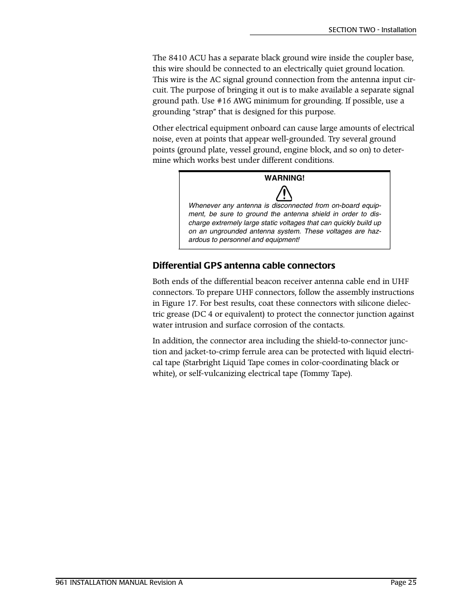 Differential gps antenna cable connectors | NorthStar Navigation GM1708 961XD User Manual | Page 35 / 86