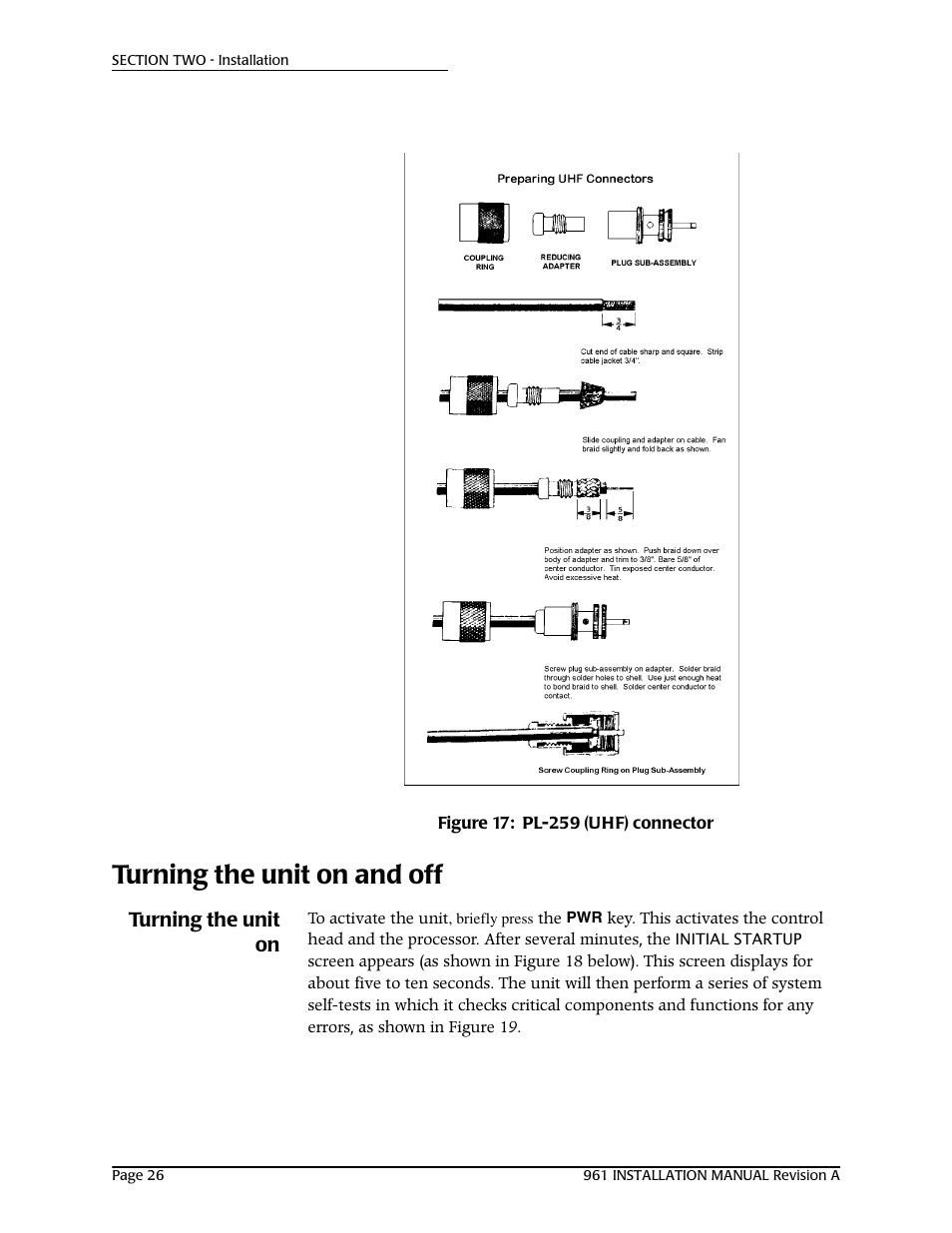 Turning the unit on and off, Turning the unit on, Turning the unit on and off” begin | NorthStar Navigation GM1708 961XD User Manual | Page 36 / 86