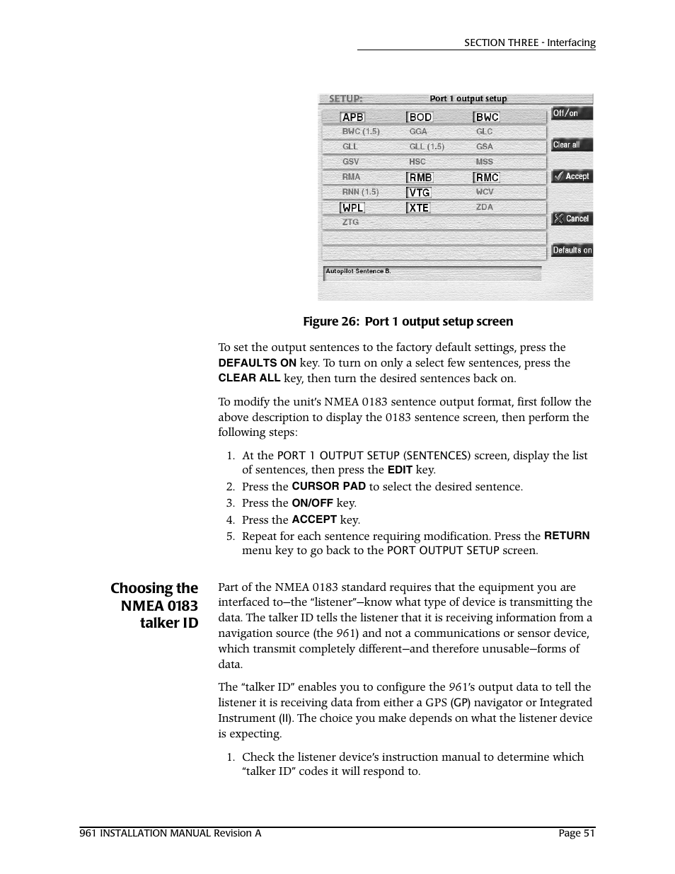 Choosing the nmea 0183 talker id | NorthStar Navigation GM1708 961XD User Manual | Page 61 / 86
