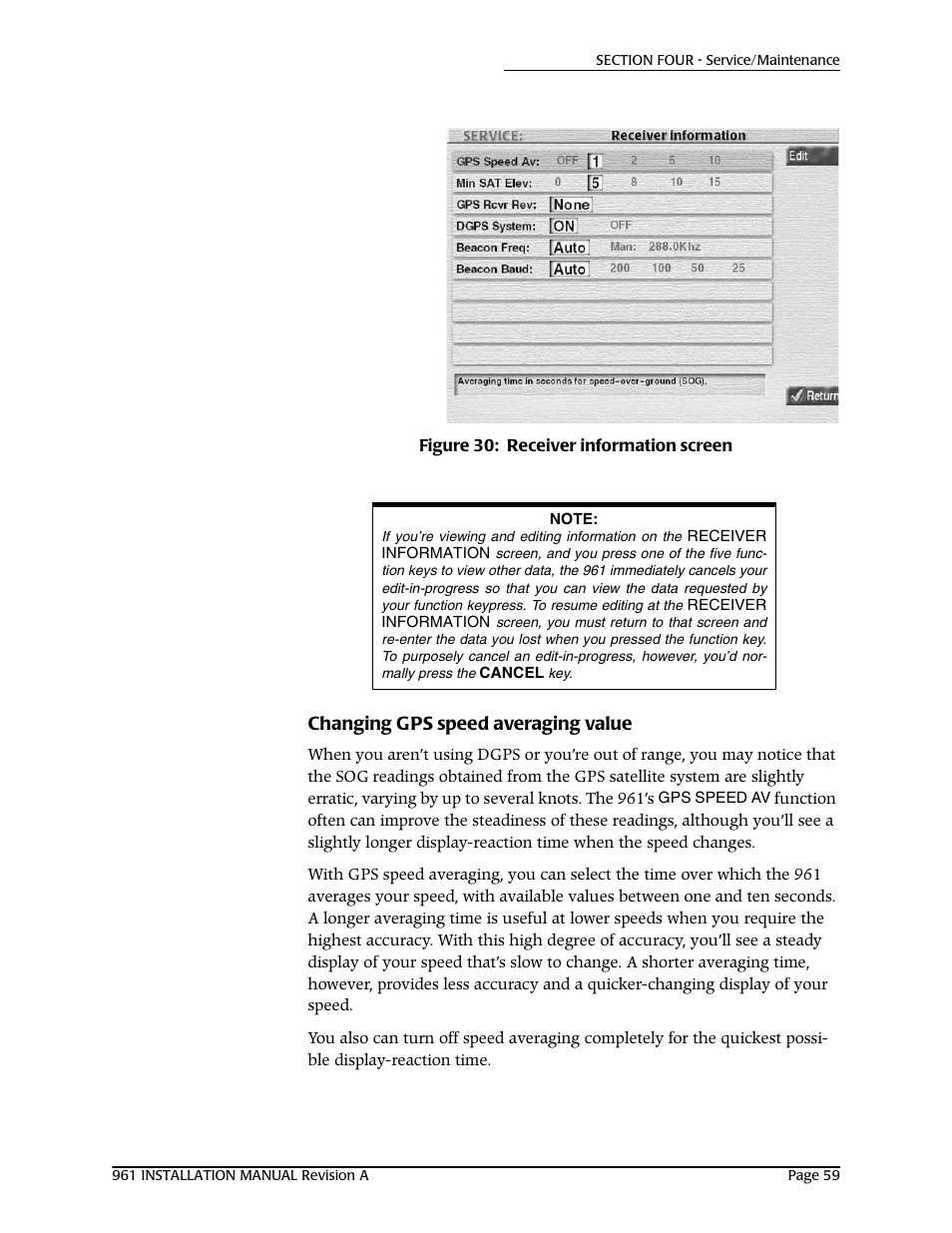 Changing gps speed averaging value | NorthStar Navigation GM1708 961XD User Manual | Page 69 / 86