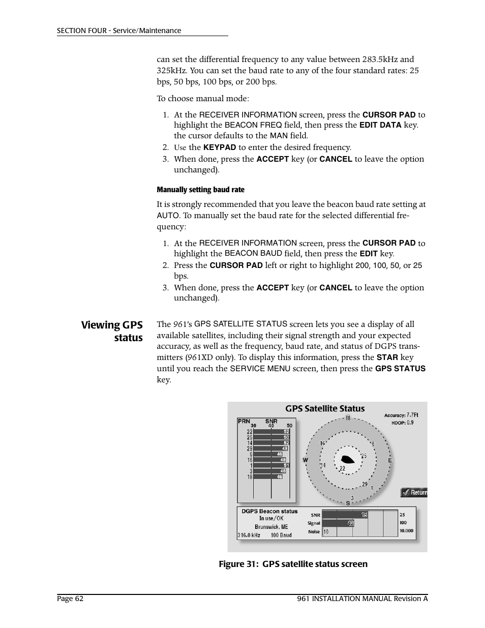 Viewing gps status | NorthStar Navigation GM1708 961XD User Manual | Page 72 / 86