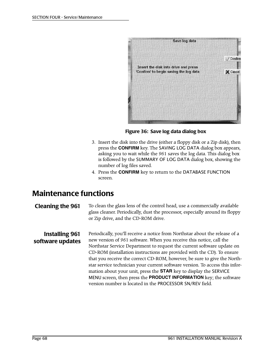 Maintenance functions, Cleaning the 961, Installing 961 software updates | NorthStar Navigation GM1708 961XD User Manual | Page 78 / 86