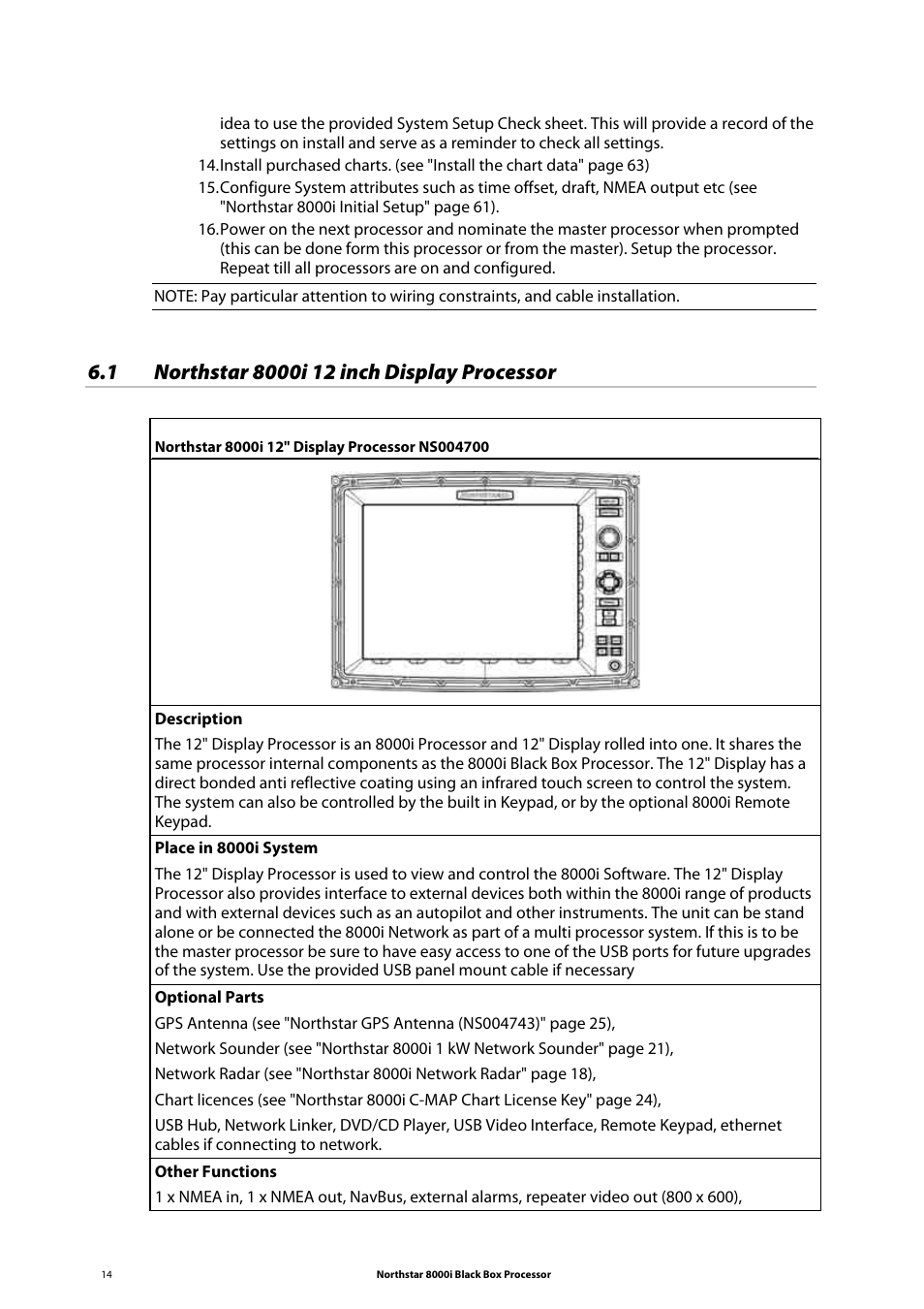 1 northstar 8000i 12 inch display processor | NorthStar Navigation 8000I User Manual | Page 14 / 88