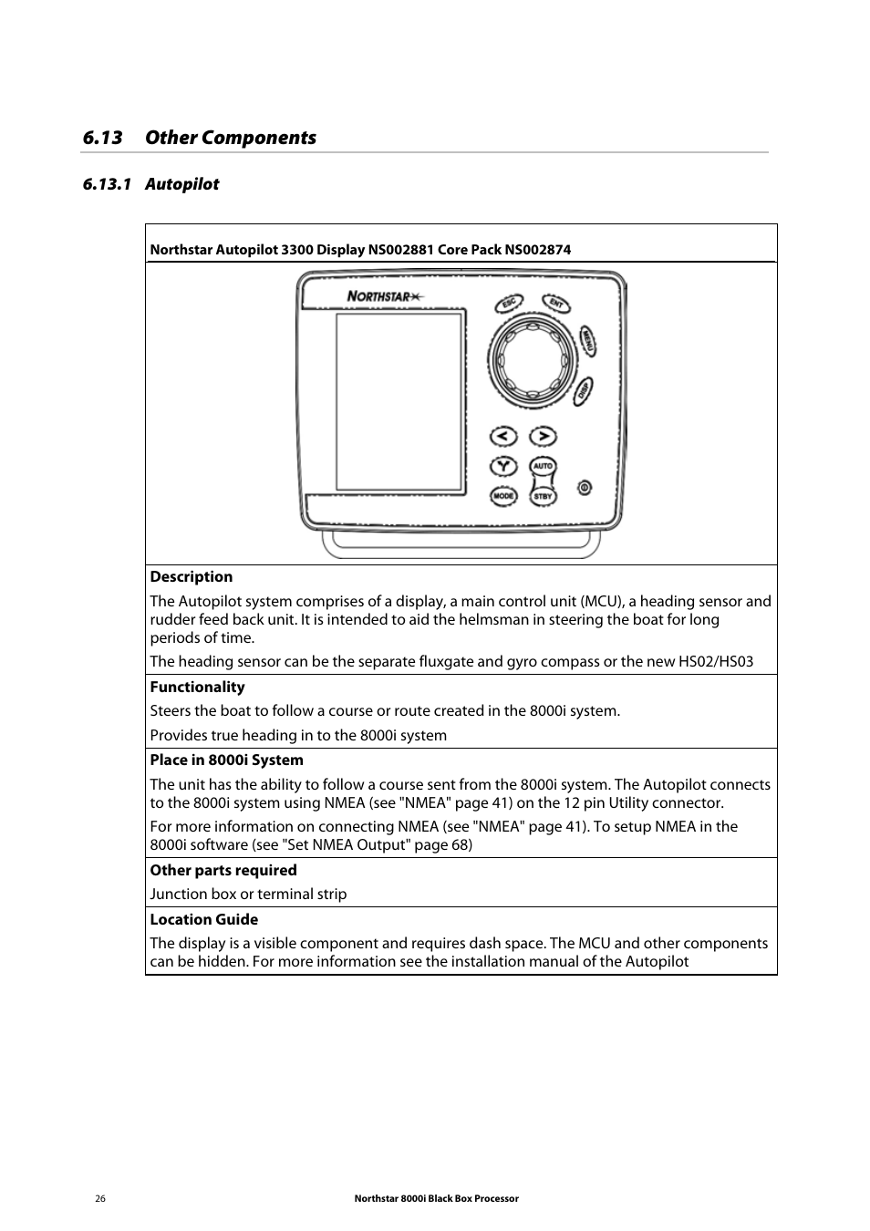 13 other components, 1 autopilot | NorthStar Navigation 8000I User Manual | Page 26 / 88