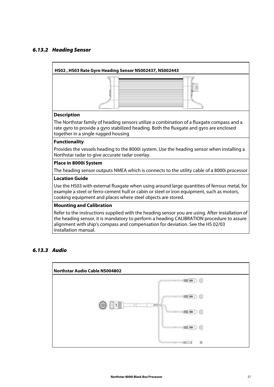 2 heading sensor, 3 audio | NorthStar Navigation 8000I User Manual | Page 27 / 88