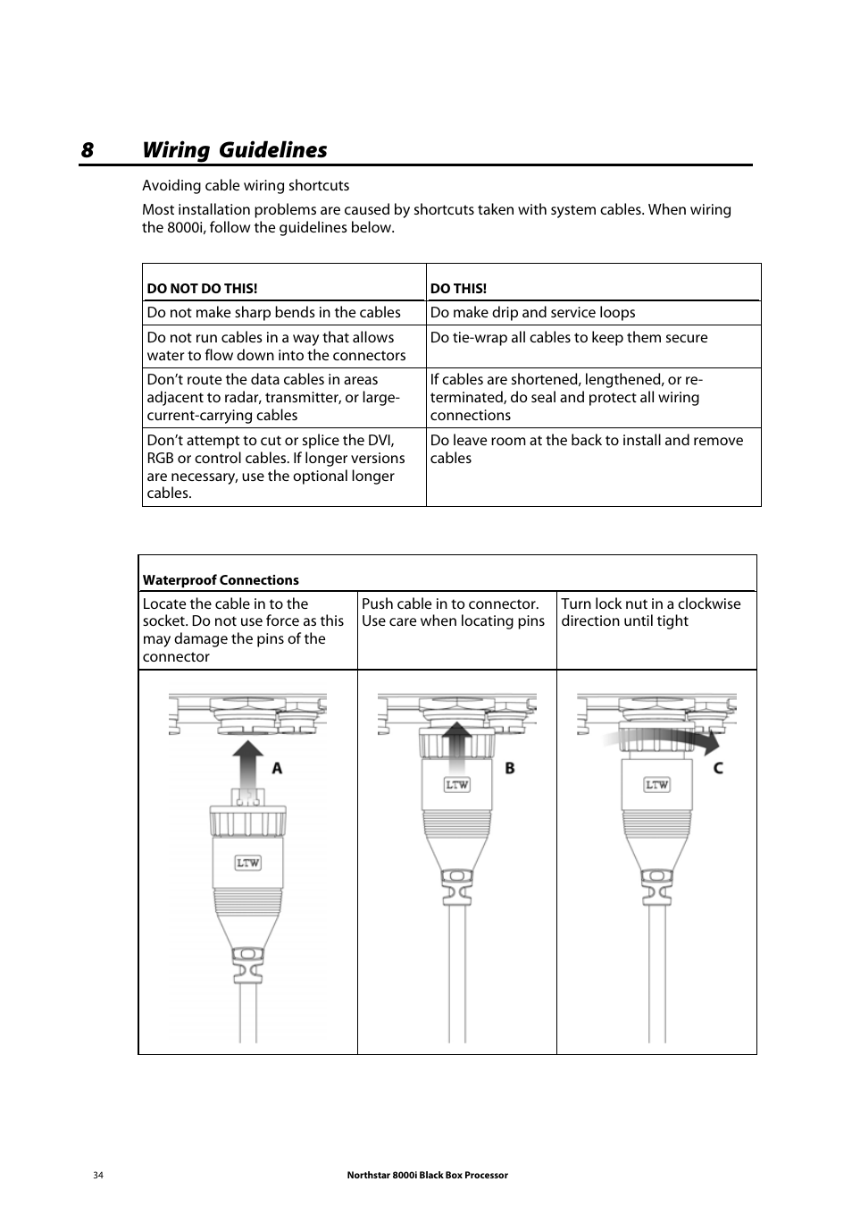 8 wiring guidelines, 8wiring guidelines | NorthStar Navigation 8000I User Manual | Page 34 / 88