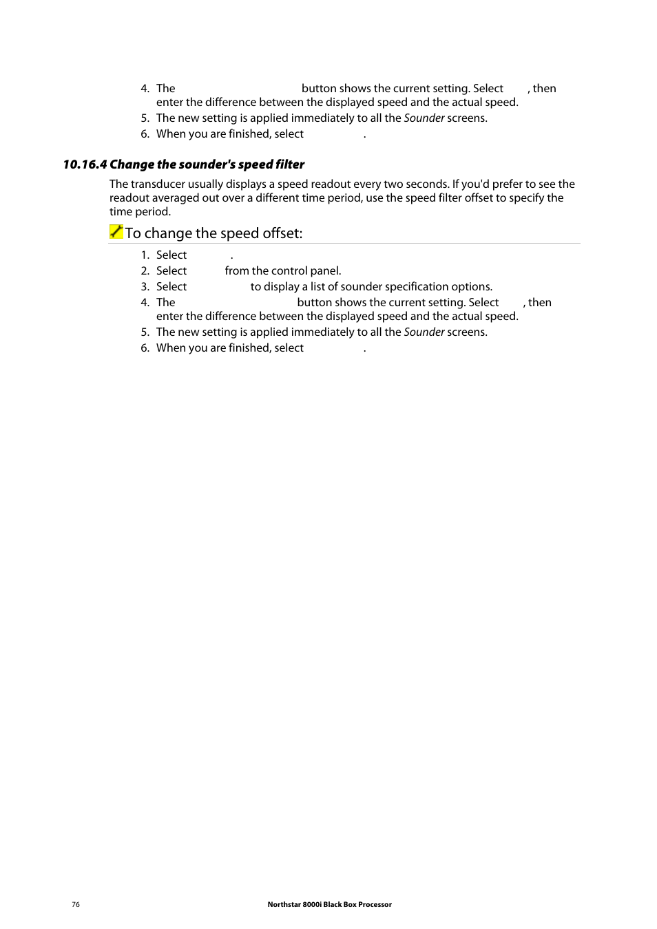 4 change the sounder's speed filter | NorthStar Navigation 8000I User Manual | Page 76 / 88