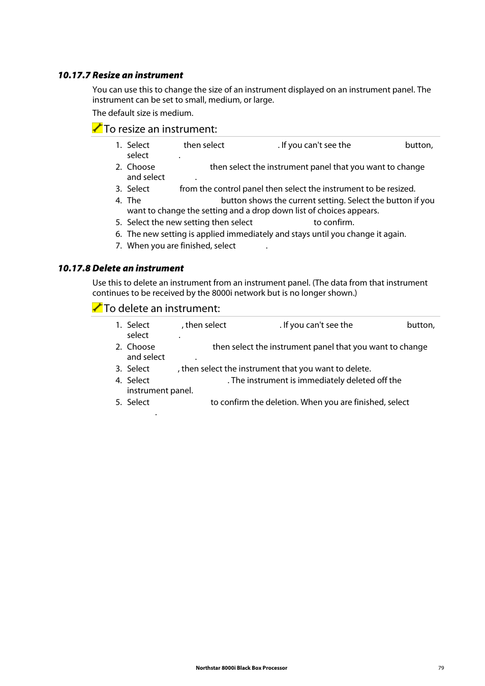 7 resize an instrument, 8 delete an instrument | NorthStar Navigation 8000I User Manual | Page 79 / 88