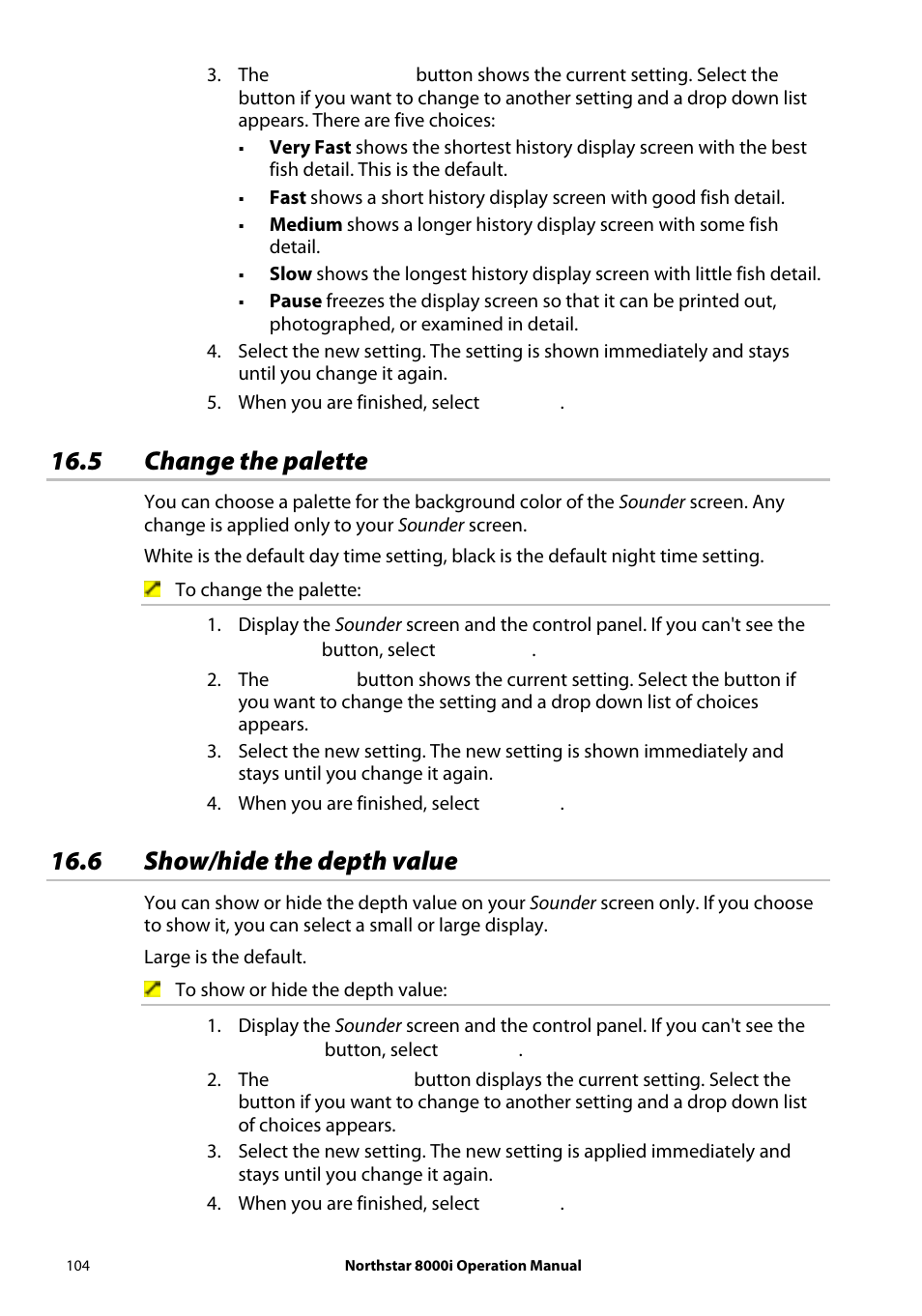 5 change the palette, 6 show/hide the depth value | NorthStar Navigation NorthStar 8000i User Manual | Page 104 / 220