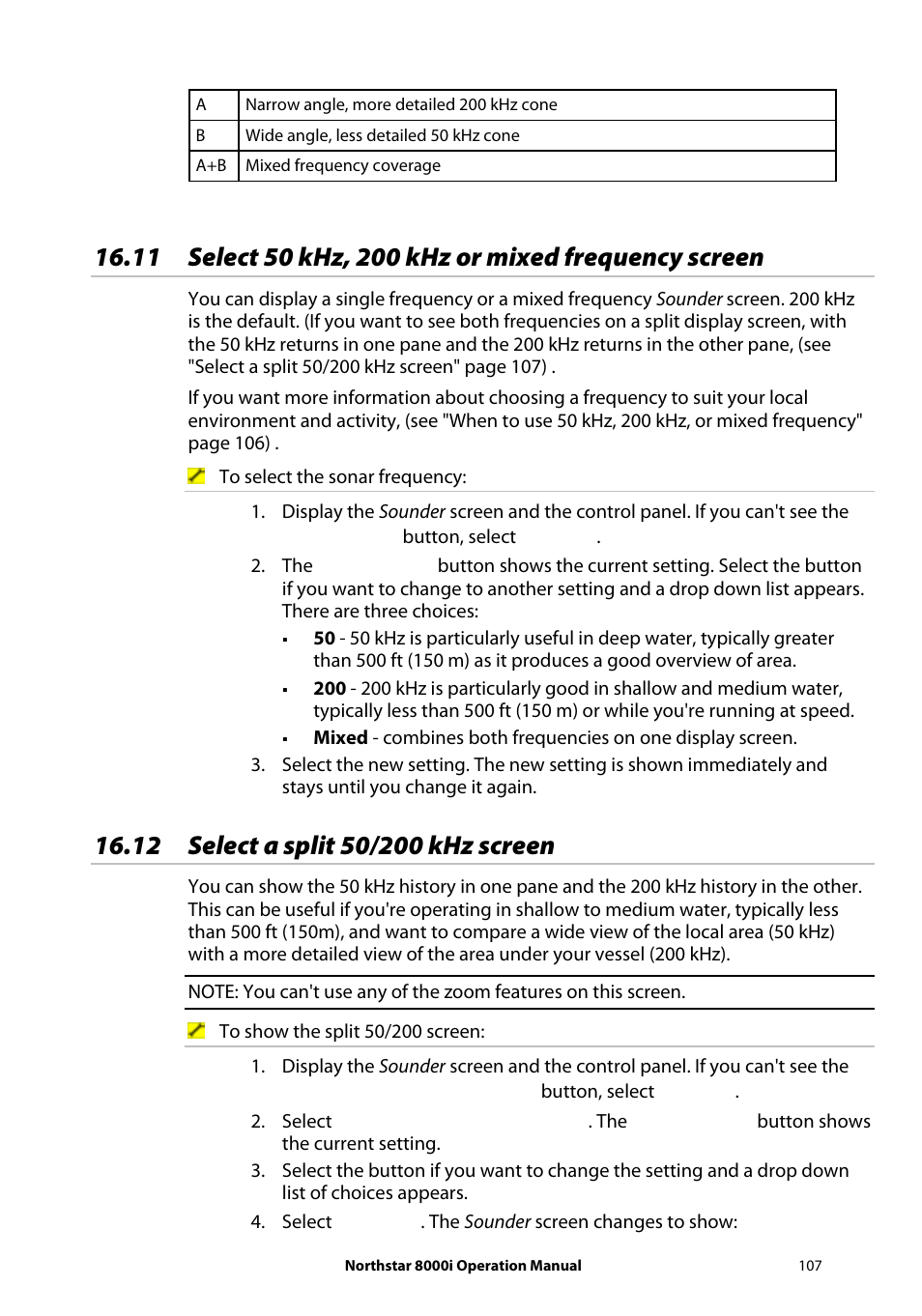 12 select a split 50/200 khz screen | NorthStar Navigation NorthStar 8000i User Manual | Page 107 / 220