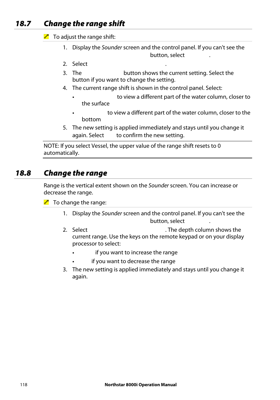 7 change the range shift, 8 change the range | NorthStar Navigation NorthStar 8000i User Manual | Page 118 / 220