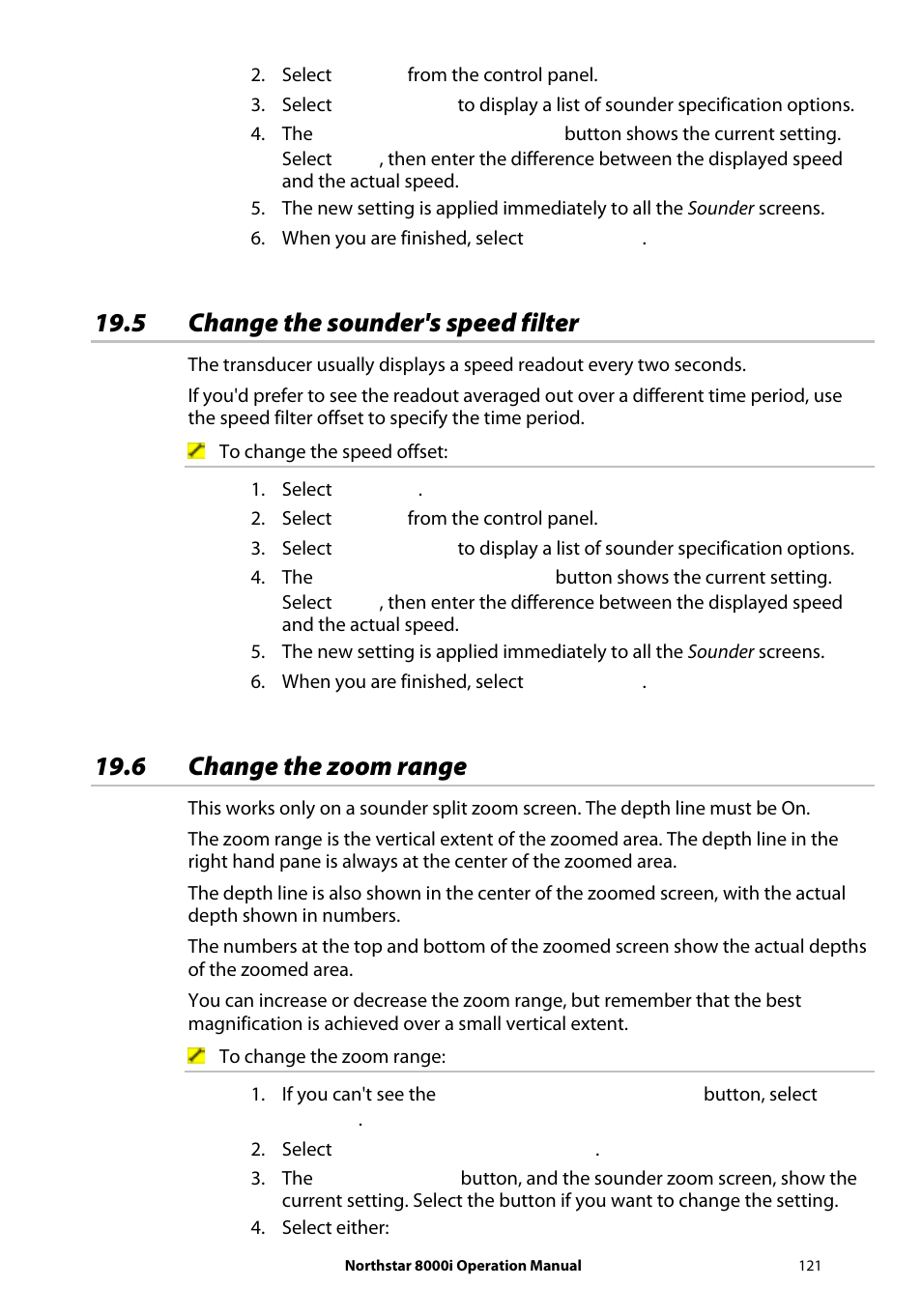 5 change the sounder's speed filter, 6 change the zoom range | NorthStar Navigation NorthStar 8000i User Manual | Page 121 / 220