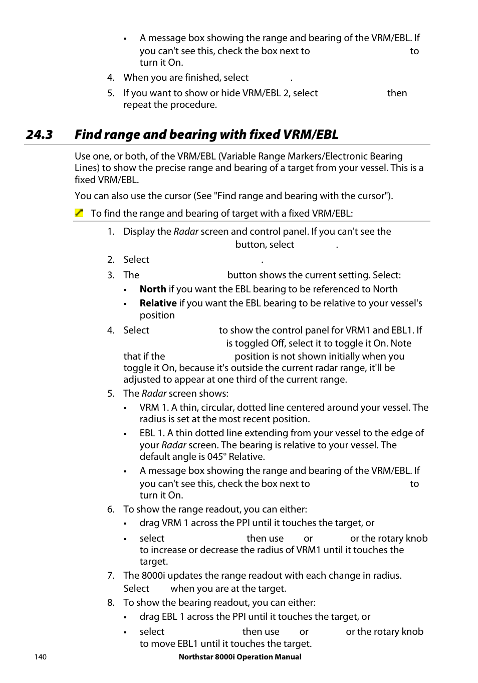 3 find range and bearing with fixed vrm/ebl | NorthStar Navigation NorthStar 8000i User Manual | Page 140 / 220