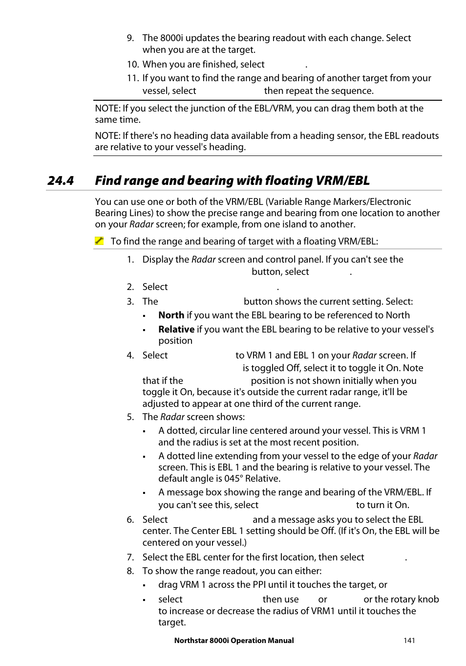 4 find range and bearing with floating vrm/ebl | NorthStar Navigation NorthStar 8000i User Manual | Page 141 / 220