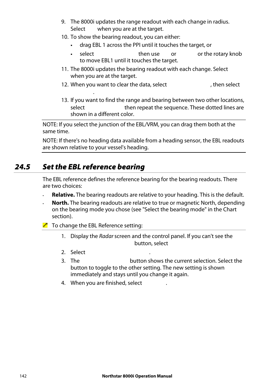 5 set the ebl reference bearing | NorthStar Navigation NorthStar 8000i User Manual | Page 142 / 220