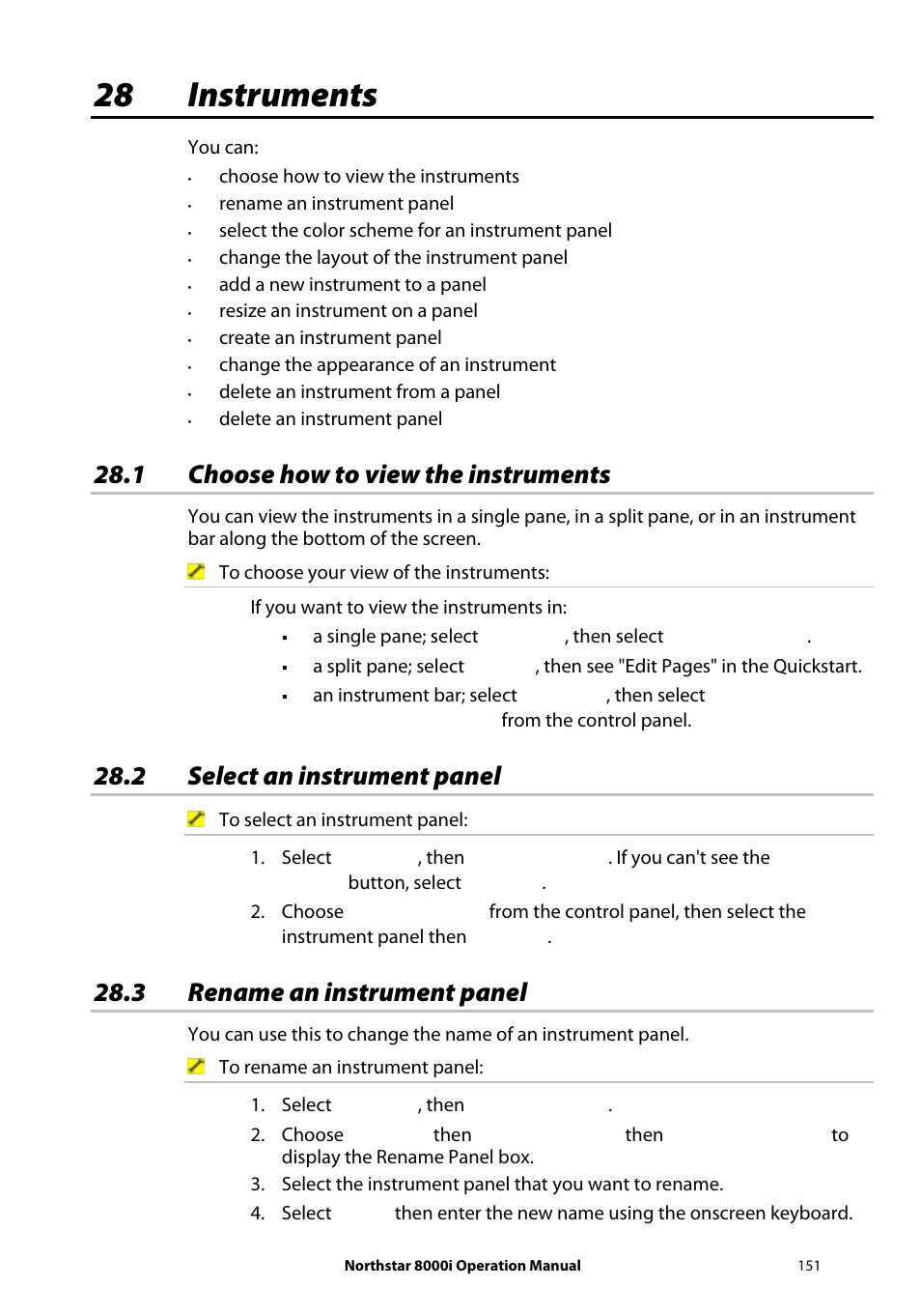 28 instruments, 1 choose how to view the instruments, 2 select an instrument panel | 3 rename an instrument panel | NorthStar Navigation NorthStar 8000i User Manual | Page 151 / 220