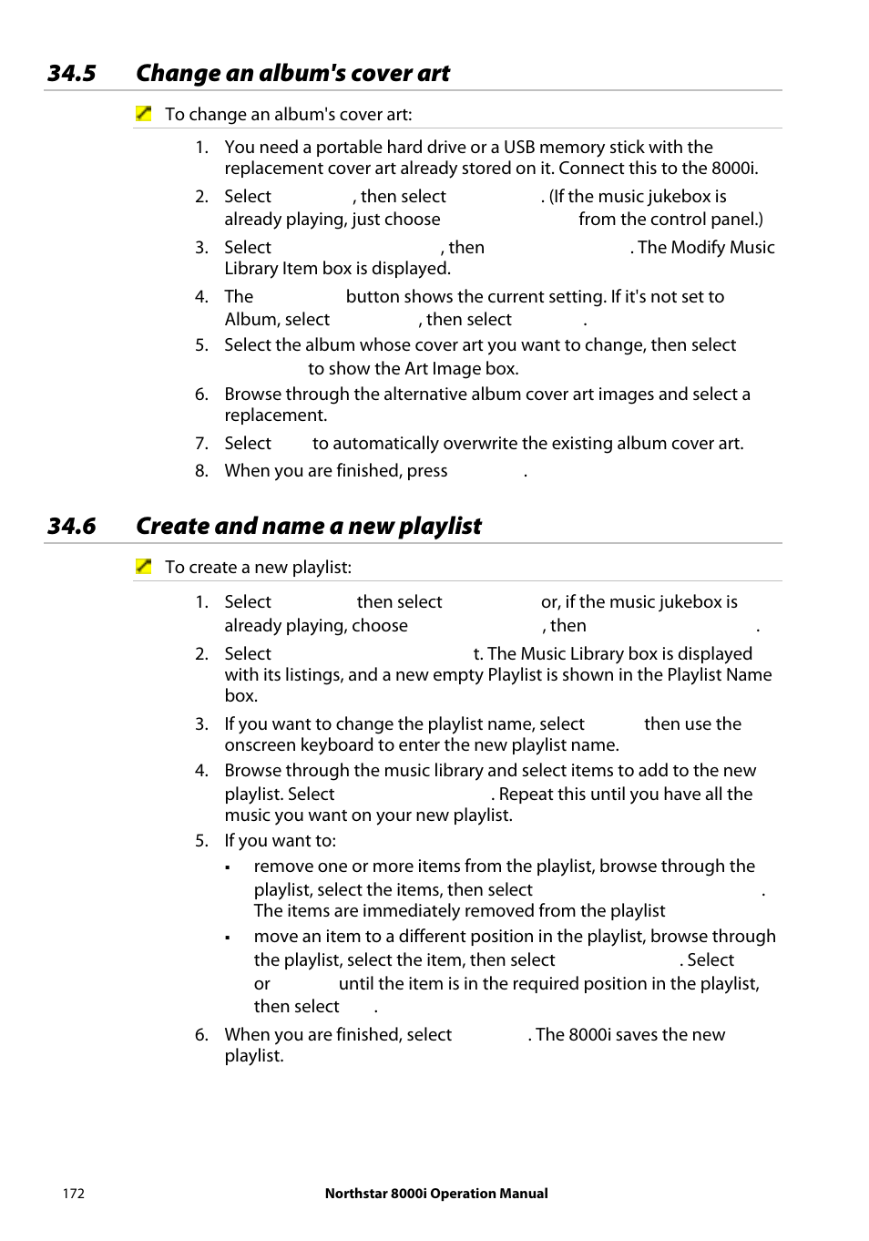 5 change an album's cover art, 6 create and name a new playlist | NorthStar Navigation NorthStar 8000i User Manual | Page 172 / 220